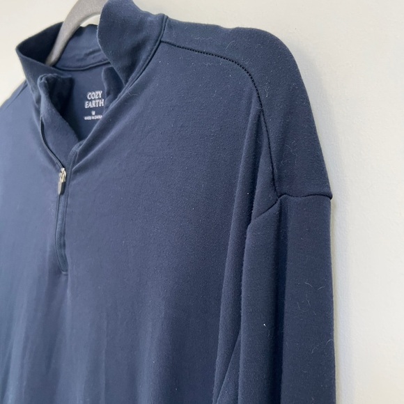 Cozy Earth Men's Blue Quarter-Zip Pullover - Picture 6 of 6